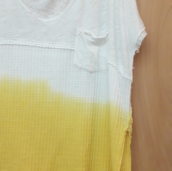 Free People White Yellow Ombre Knit W Neck Raw Dolman Top S - Picture 3 of 9